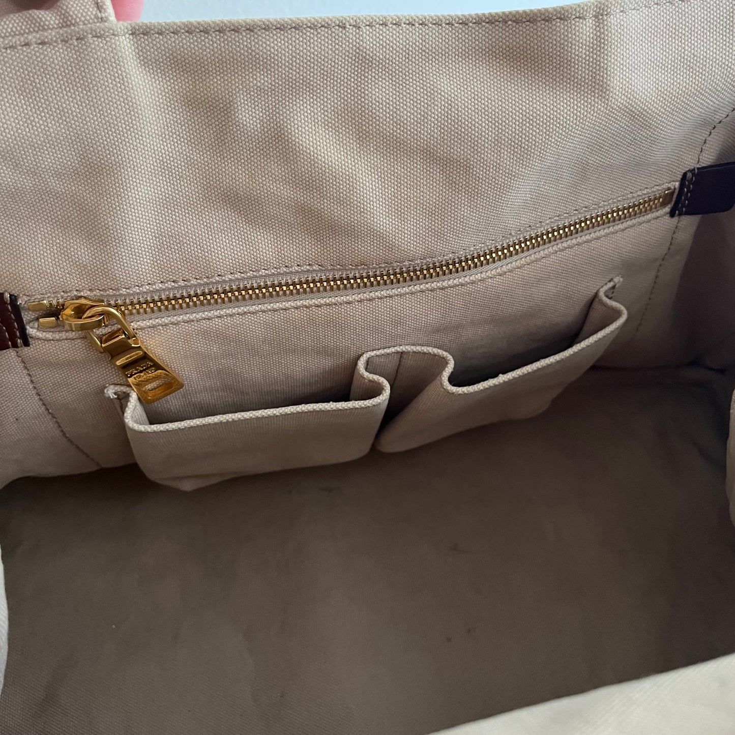 Vintage Prada Canapa Embroidered Logo Canvas Tote