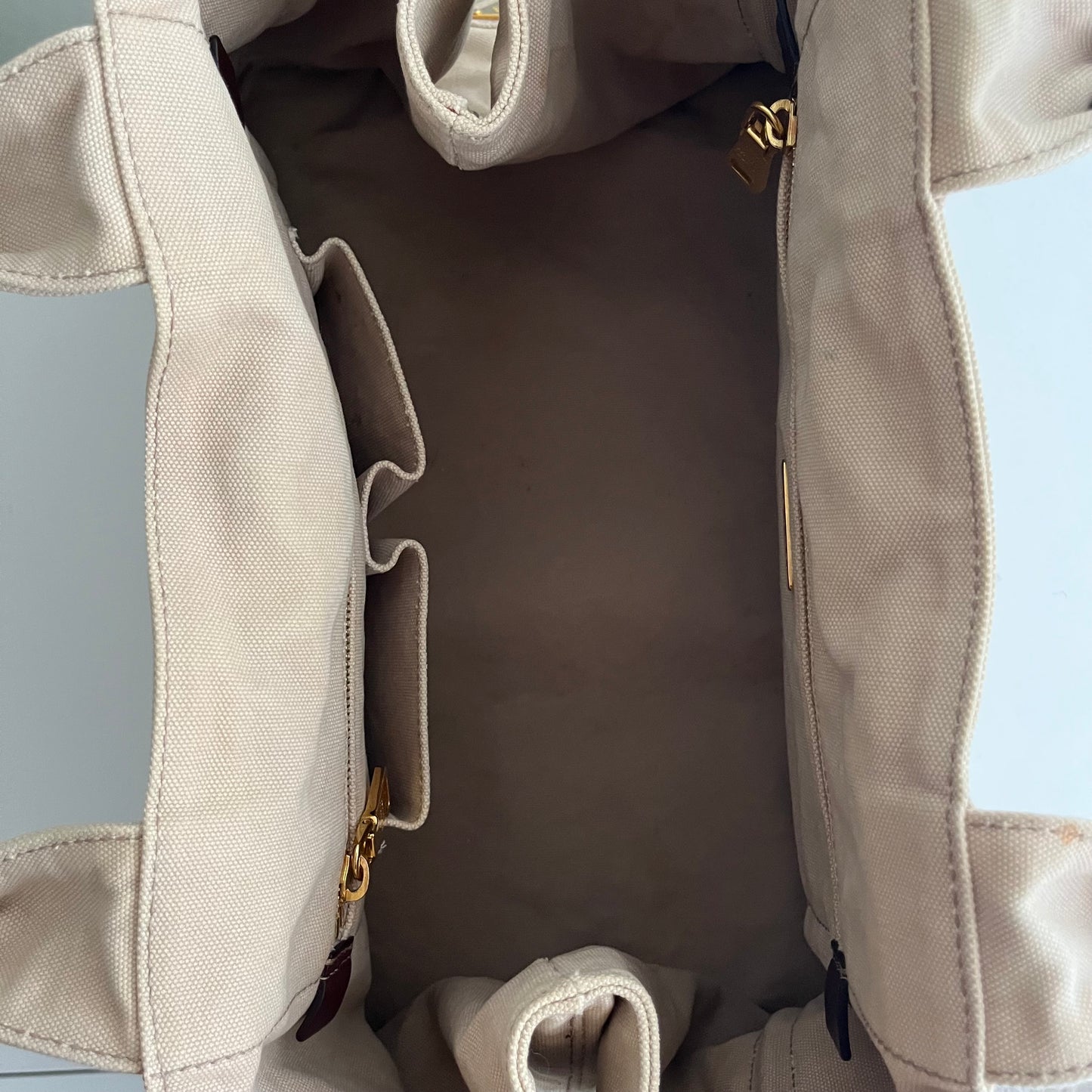 Vintage Prada Canapa Embroidered Logo Canvas Tote
