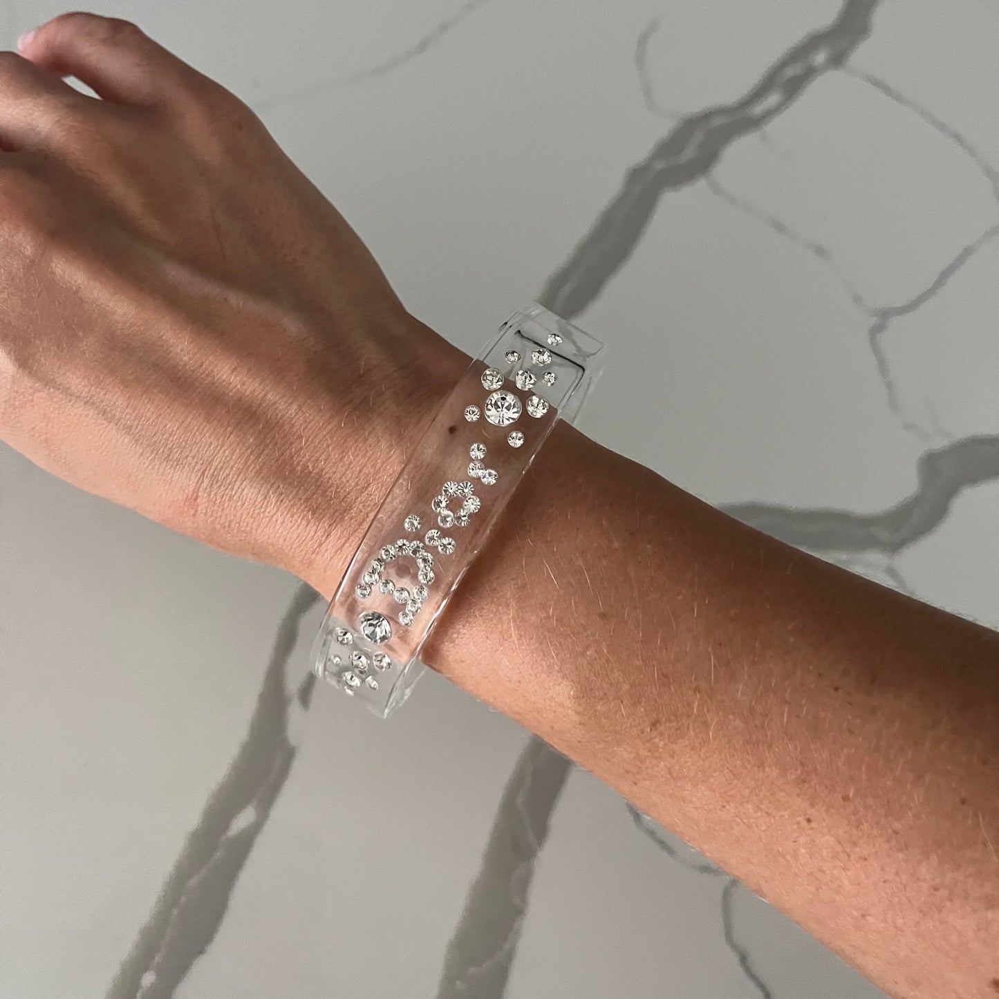 Vintage Dior clear bracelet cuff Swarovski diamond crystal bangle 2000s y2k